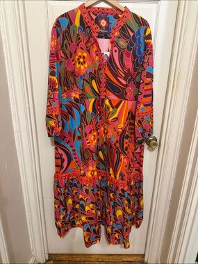 LESLEY EVERS Rene Dress in Shakalaka Orange Multi Floral Print - 100% Cotton